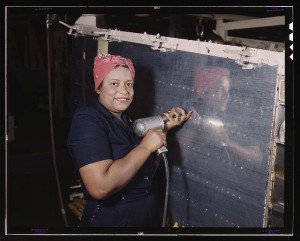 In Vultee-Nashville, Tennessee, a women works on a "Vengeance" dive bomber. Credit: Library of Congress. 
