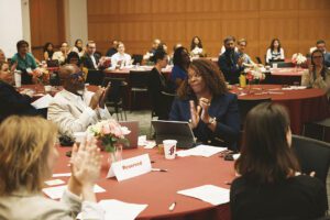 Tanenbaum CEO Rev. Mark Fowler and Nadine Augusta, Cushman & Wakefield Chief Impact Officer